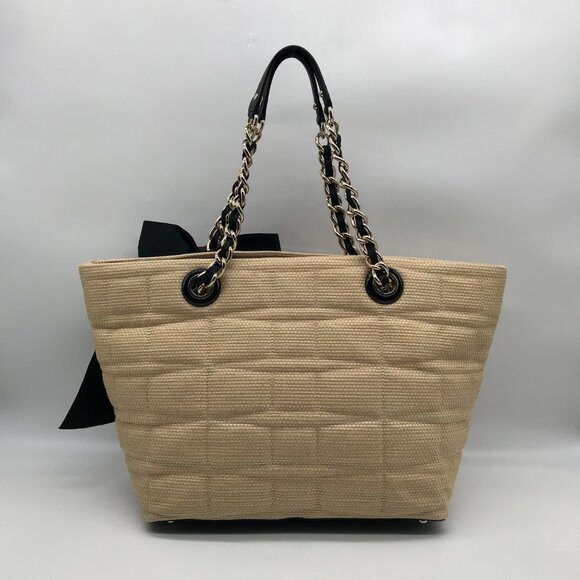 Kate Spade Tan Straw Coal Tote Bag - Picture 2 of 10